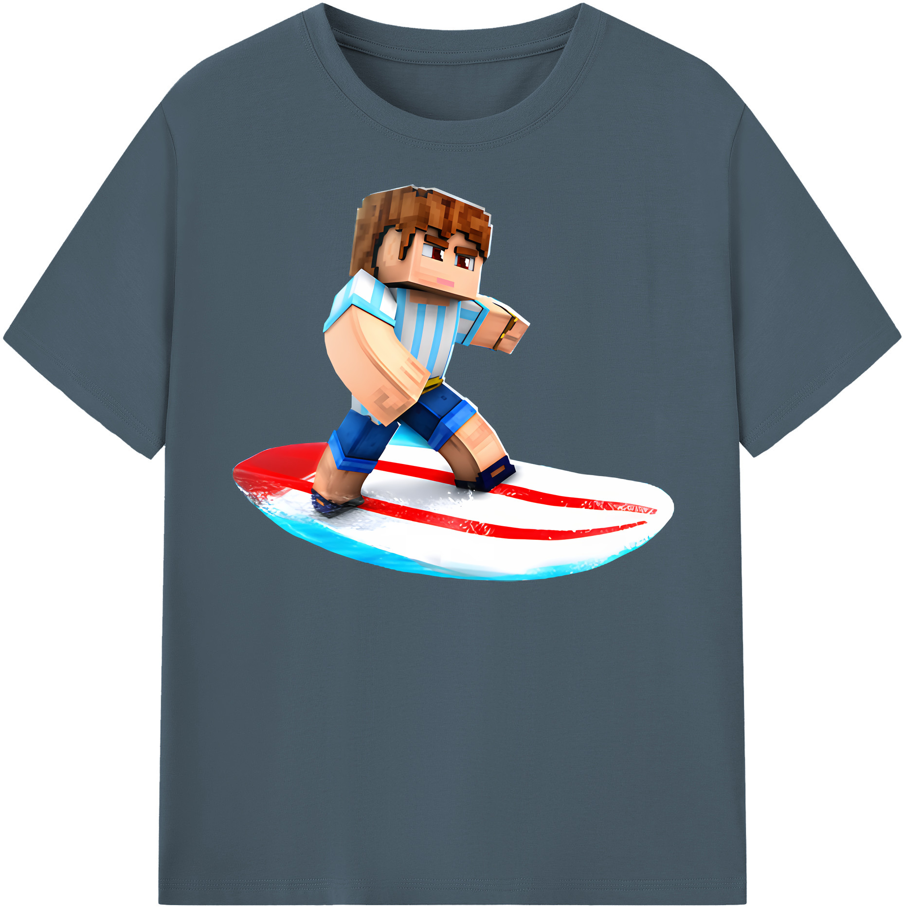（画像用） マインクラフト ブロックの世界 Minecraft MC Block world 綿100％半袖Tシャツ（フロントプリント）